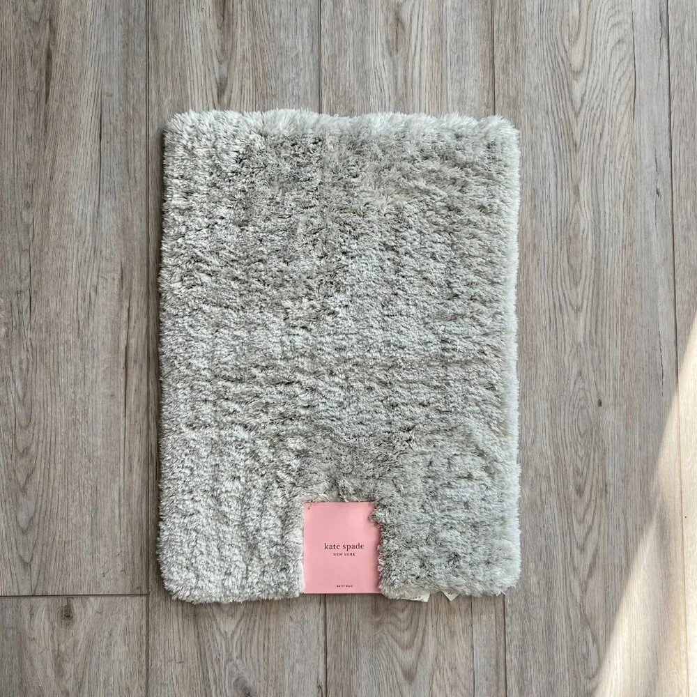 Kate Spade Gray 17 x 24 Bath Rug Mat Soft Fuzzy Plush Shower Non Slip Grey